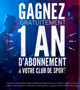 Tentez de gagner 1 an abonnement a votre club de sport