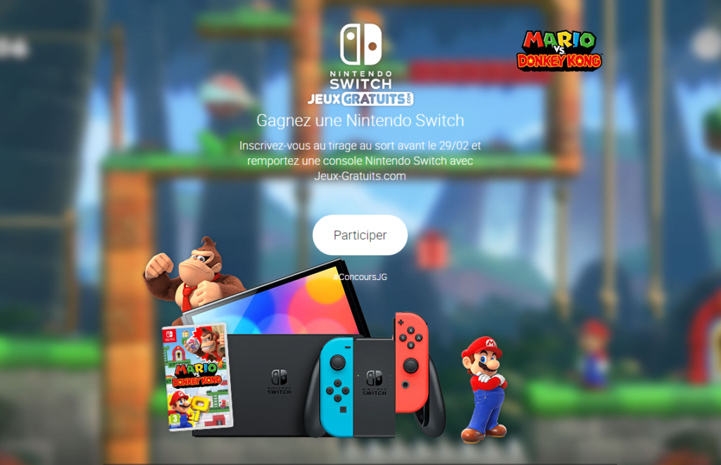 Gagnez une console Nintendo Switch 1 jeu Mario vs. Donkey Kong