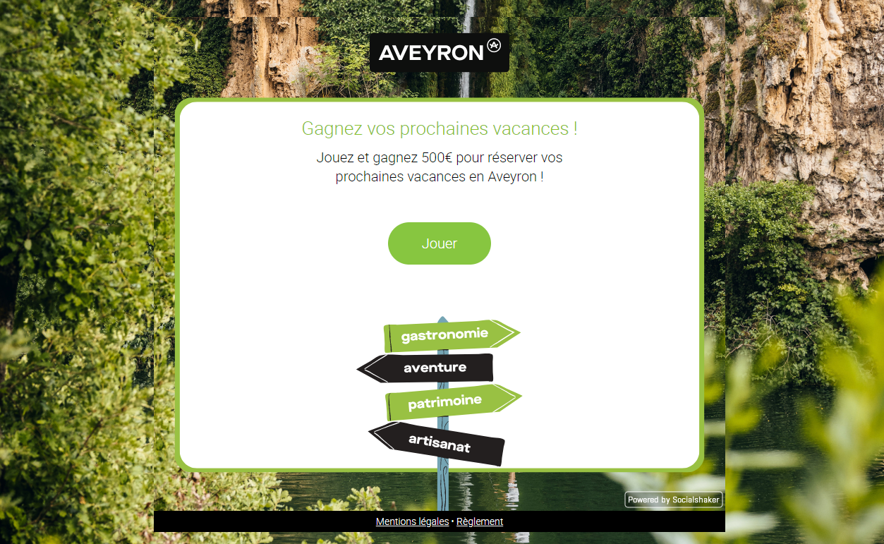 Tentez de gagner 1 bon dachat Aveyron tourisme de 500 eurosa