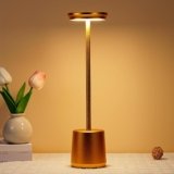 Achort Lampe de Chevet Tactile Sans Fil LED 4800mAh Lampe de Table Rechargeable USB Gold